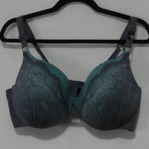 AG - ASHLEY GRAHAM | 40 DDD | Grey Lace Turquoise Overlay Bra | Wired
